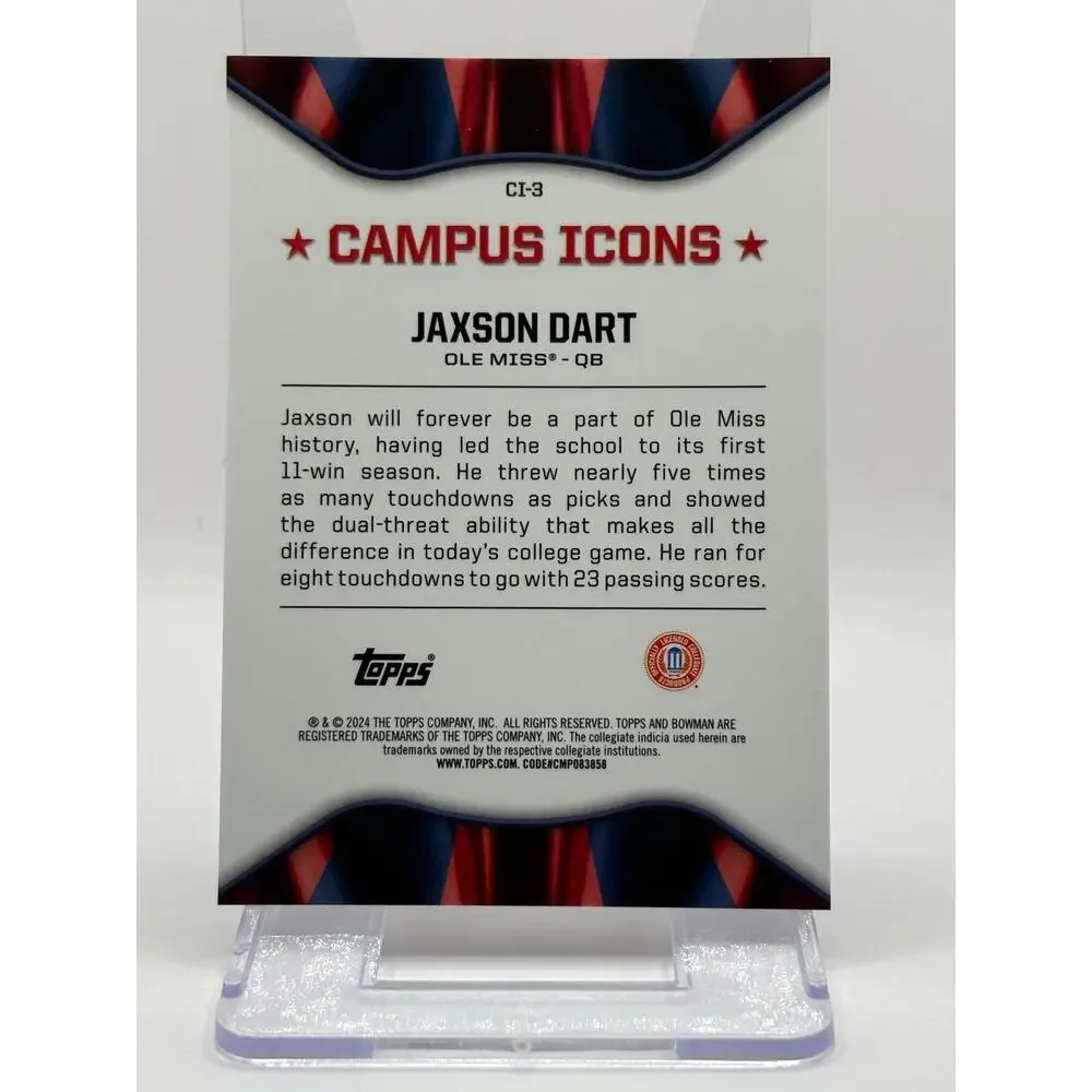 2024 Bowman Chrome U Jaxson Dart Campus Icons Orange Refractor 23/25 SP Giants
